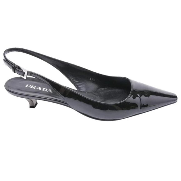 Prada Black Slingback Pumps - Picture 1 of 4